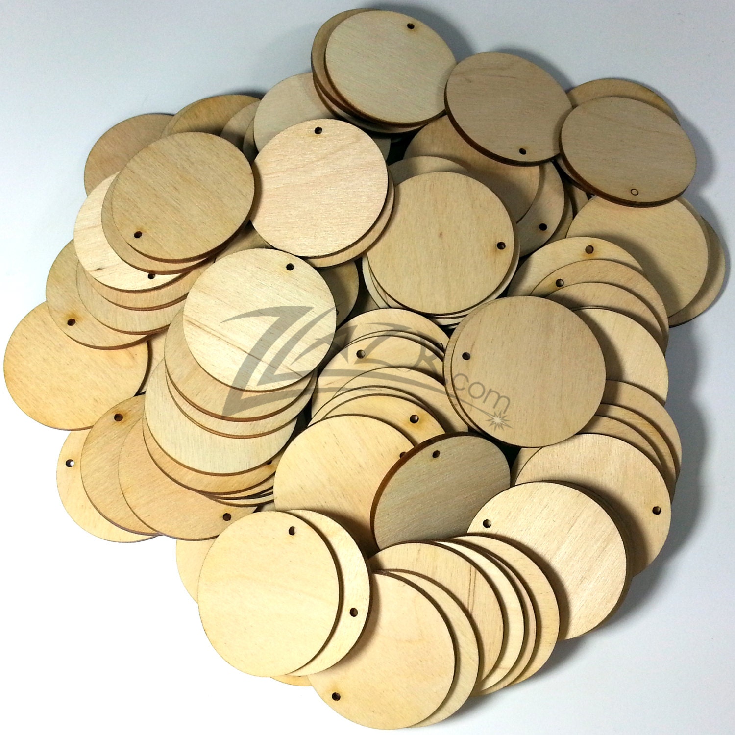 100 Wood Circles 1.5 x 1 8 1 Key Chain HOLE Craft