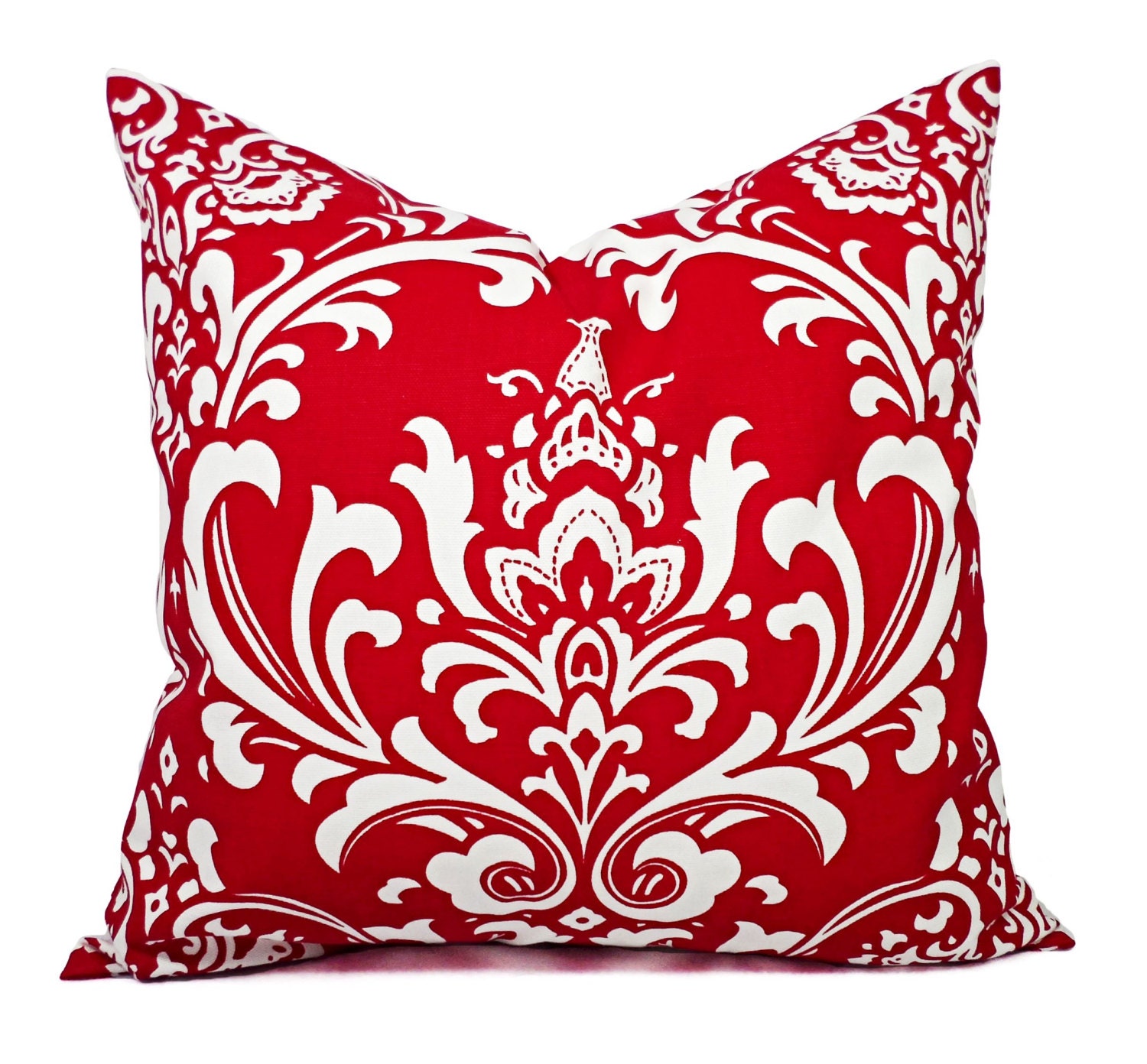 Two Red Damask Pillow Covers Red Pillow by CastawayCoveDecor