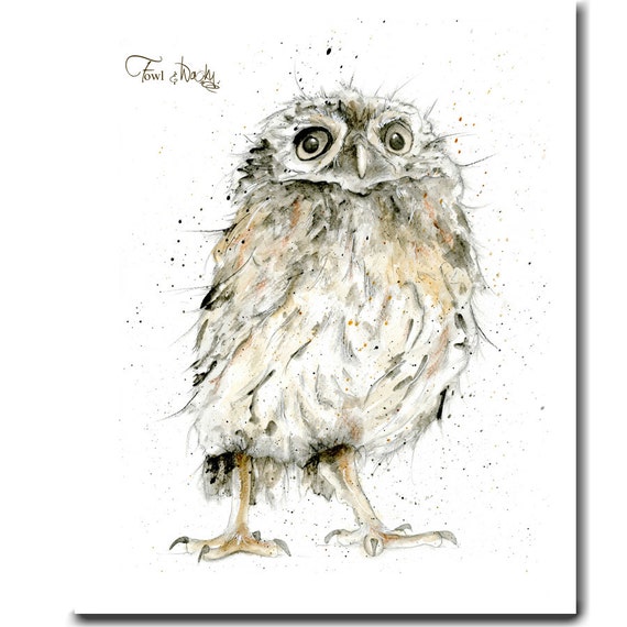 Owl Tea Towel 100 Cotton Kitchen Towel bird gift owl