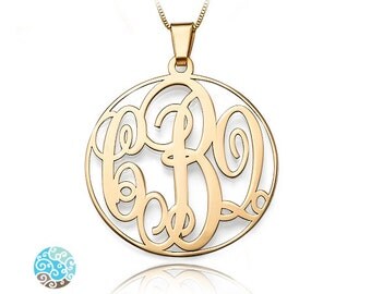 2 Extra Large Monogram Necklace in Sterling Silver 0.925