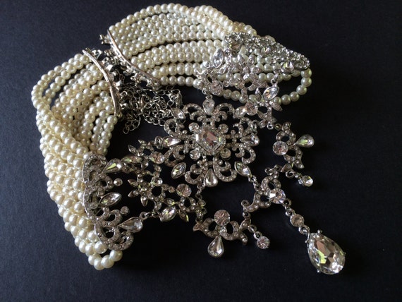 victorian style wedding jewelry rhinestone crystals and pearls