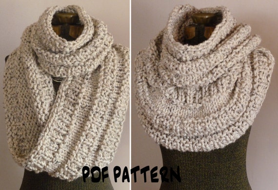 Knitting Pattern Chunky Infinity Scarf Cowl THE NEIL