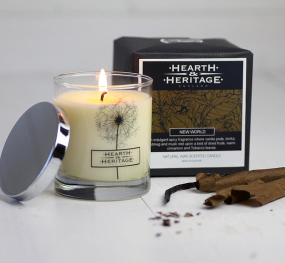 Tobacco & Vanilla Scented Candle New World by HearthandHeritage