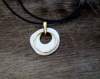 Nature stone like Jewelry White Porcelain necklace by bininaor