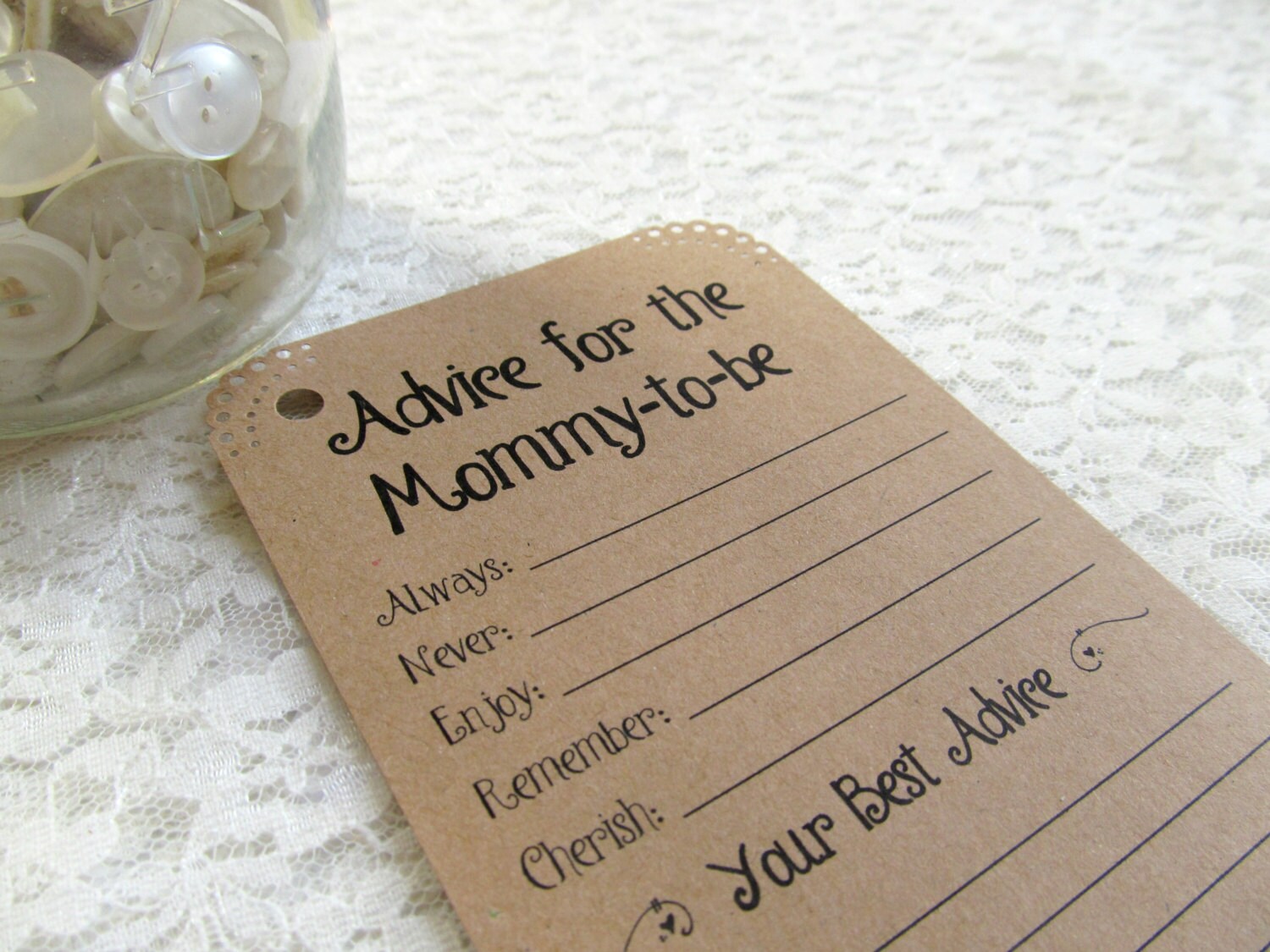 Set Of 12 Baby Shower Advice Tags Cards For The Mommy To Be