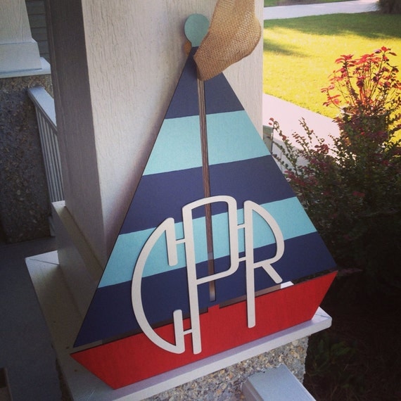 20 Monogram Sailboat Door Hanger Custom Order