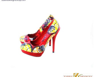 ... African Fabric Platform Shoes -Platform Wedding Shoes -High Heels