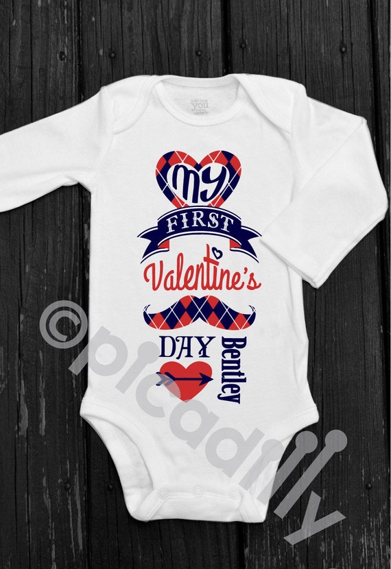 Items similar to My First VALENTINES DAY Personalized Argyle Onesie