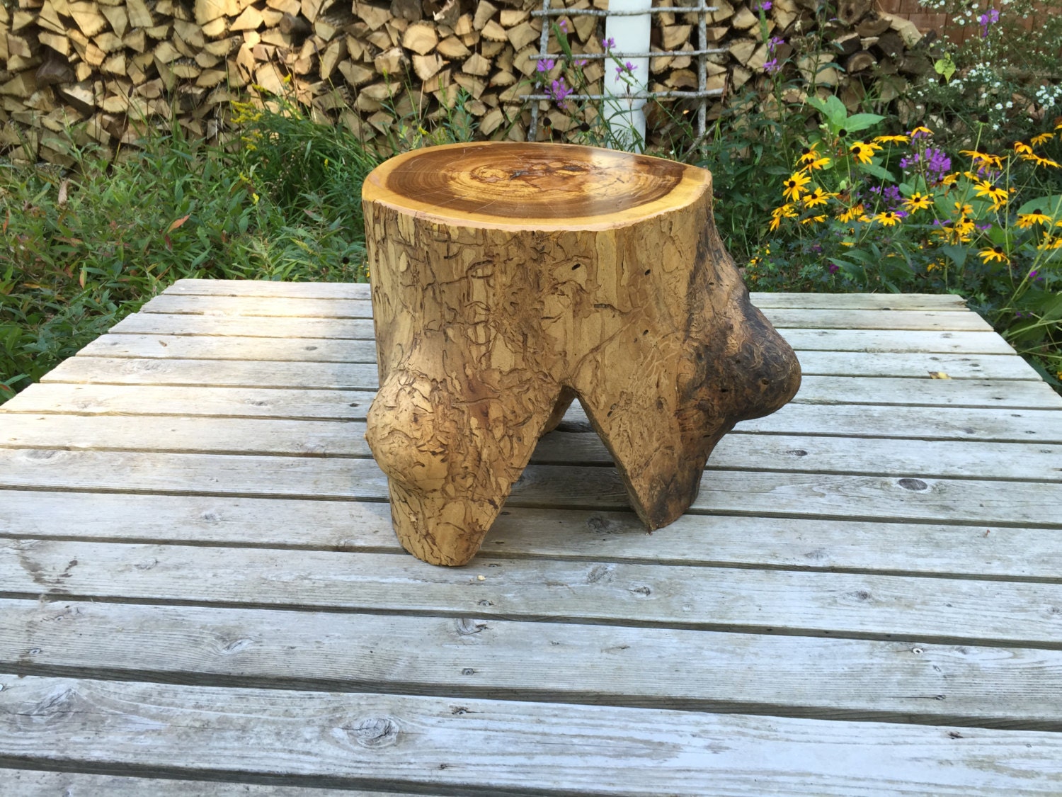 Wooden foot stool by DragonflyBrook on Etsy