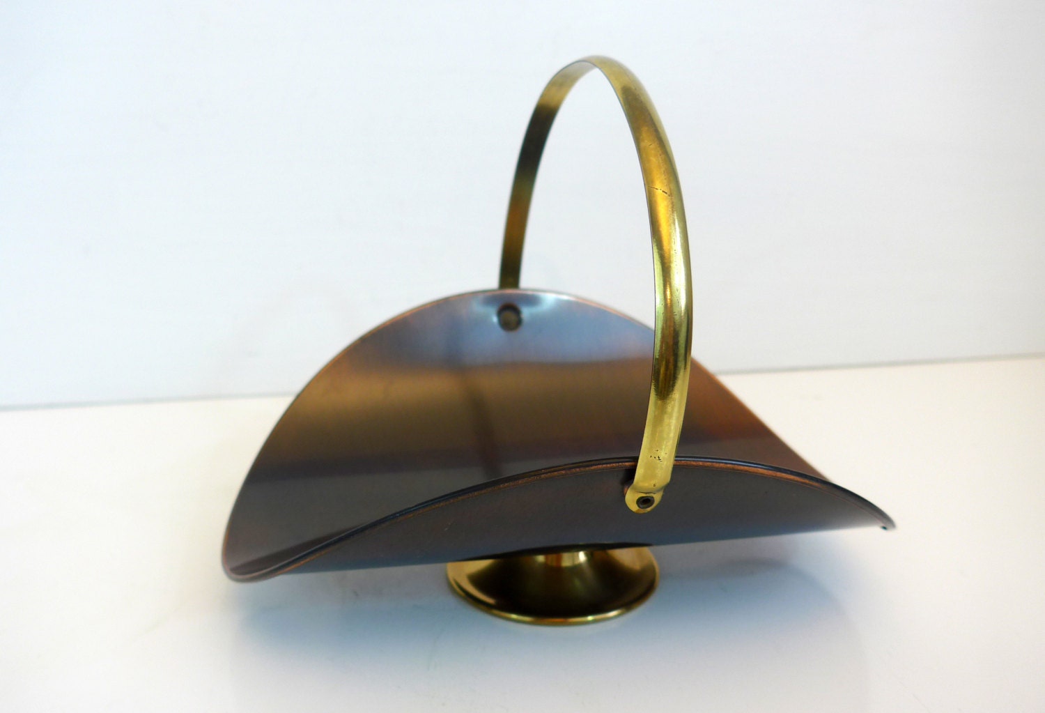 Vintage Coppercraft Guild Basket w/ Brass Handle Copper