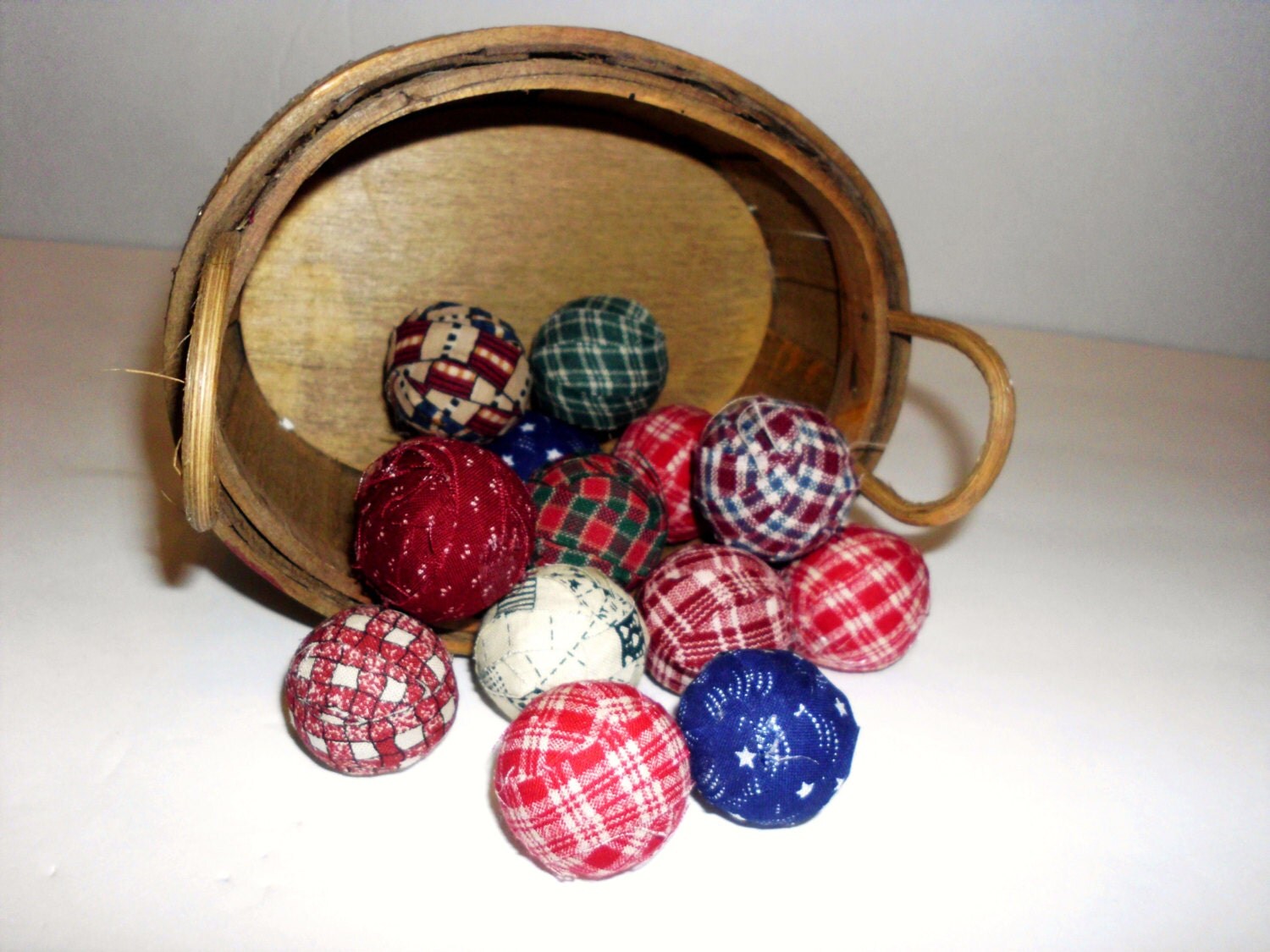 14 assorted Primitive Rag Balls 1 1/8 diameter