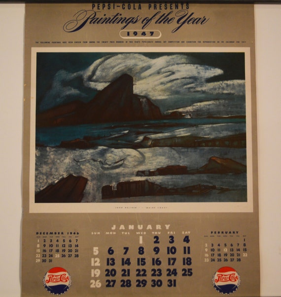 Complete 1947 Vintage Calendar by PepsiCola by GalaxieModern