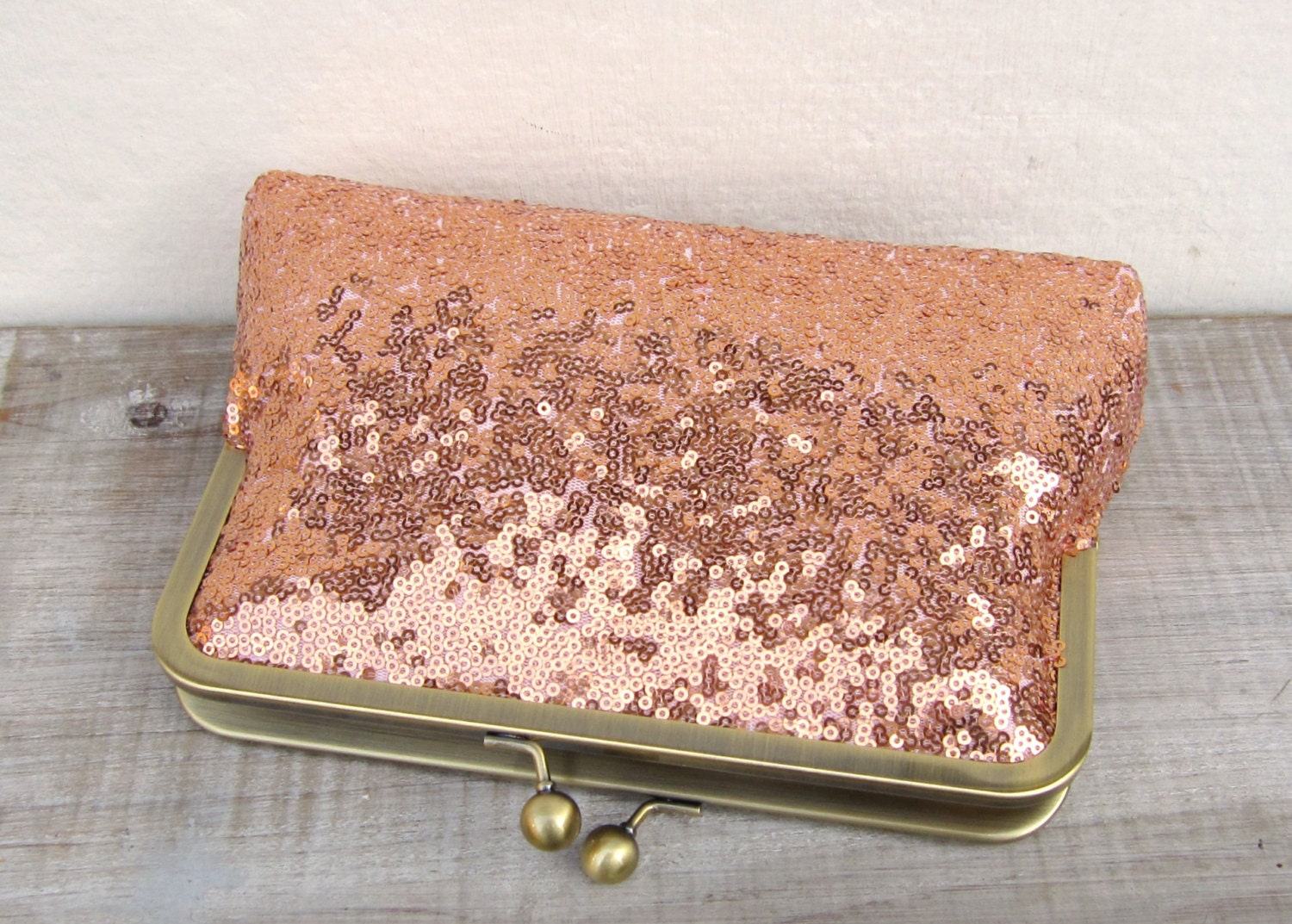 Rose gold sequin clutch sequin evening clutch copper sequin