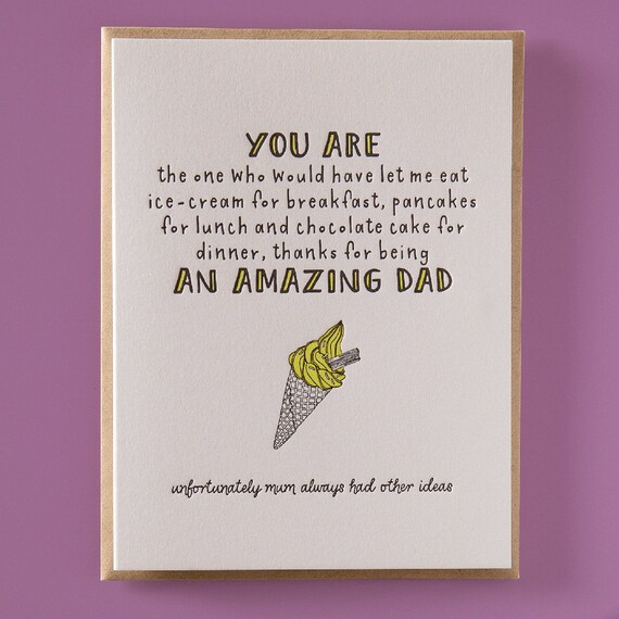 Items similar to You're an amazing dad Letterpress Father's Day Card on
