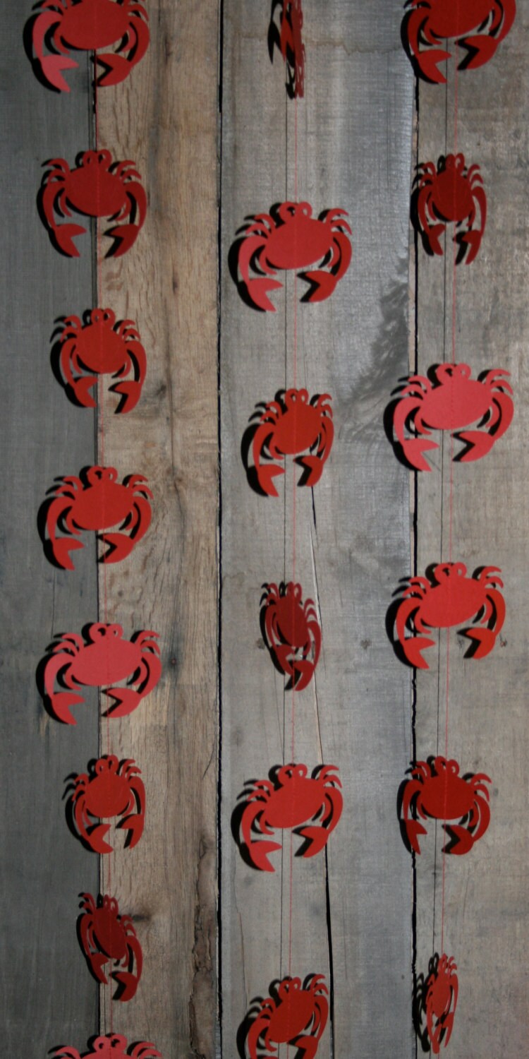 Crab Garland 12 Hanging Crabs Paper Garland Birthday Party