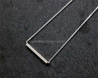 Silver bar necklace...dainty minimalist handmade necklace, everyday, simple, birthday, sorority, wedding, bridesmaid, best friend gift