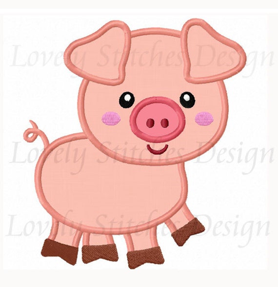 Pig Applique Machine Embroidery Design NO0256
