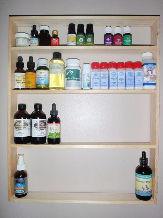 Items similar to tinctures essential oil homeopathic remedies wood shelf rack storage display