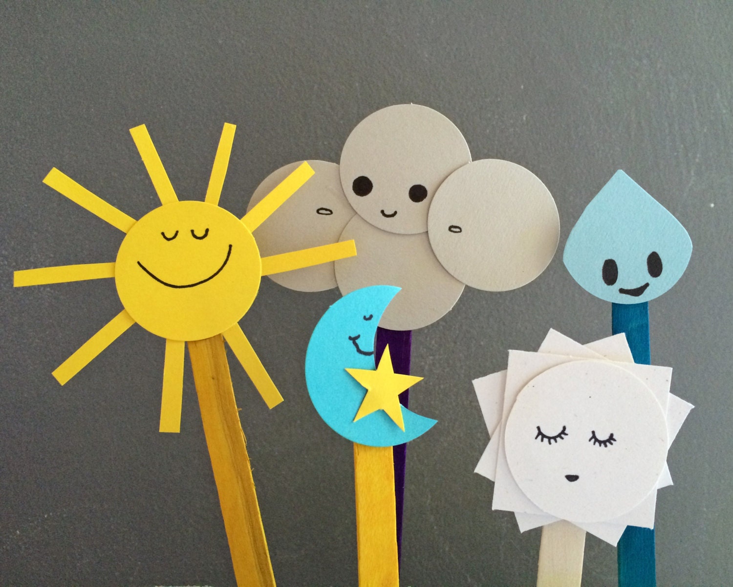 Weather Stick Puppets imaginative play for by ILoveLucyLemonade