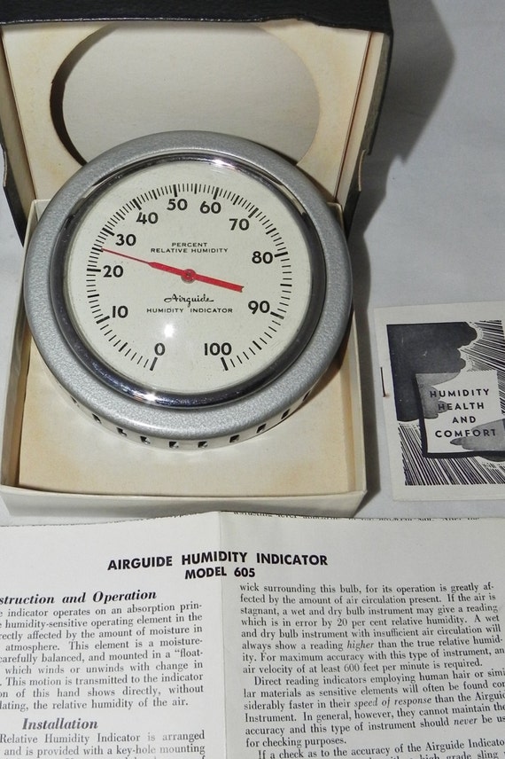 Airguide Humidity Indicator Model 605 Gunmetal Grey Metal