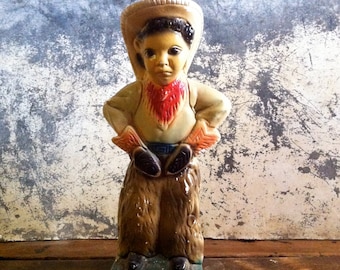 vintage chalkware / chalkware cowgirl / southwestern decor / kitsch collectable / cowboy collectable