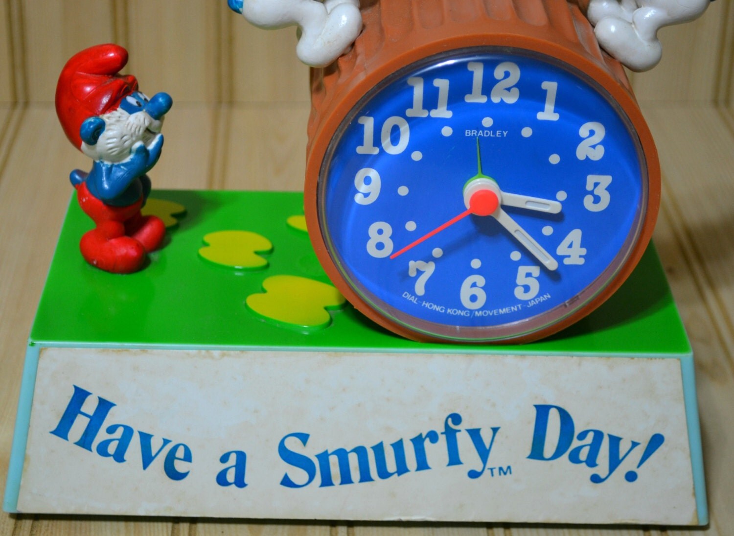 Vintage Smurf Talking Alarm Clock with Original Box 1982