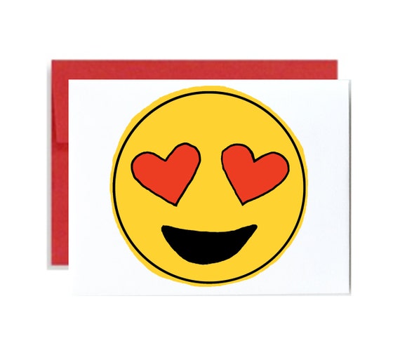 Heart eyes emoji valentines day card - red yellow iphone cute simple emoticon heart love general love galentines day