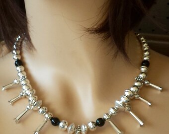 Native American 925 Sterling Silver SQUASH BLOSSOM Necklace