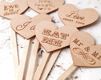 Wedding cupcake toppers, rustic cupcake toppers, personalized cupcake picks, wedding cupcake decoration - choose your design