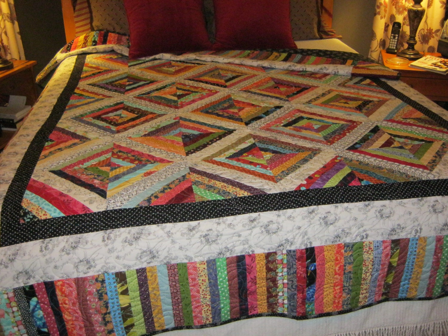 Custom Handmade Scrappy Kaleidoscope Quilt