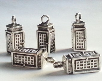 20 Police Box, Phone Booth, Tardis Charms, Doctor Who charms, Silver Telephone Booth, Superman Charms