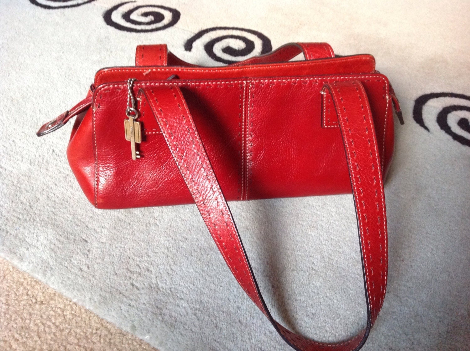 Fossil pursevintage fossil handbag red leather pursered