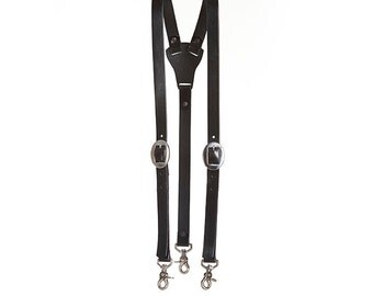 Adjustable Leather Suspenders, Braces- 3/4