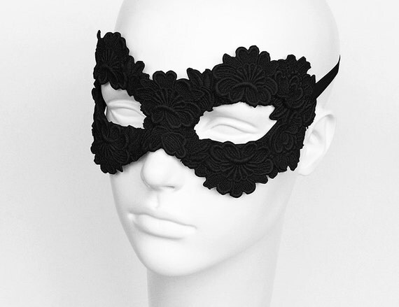 Black Embroidery Masquerade Mask Lace Applique Covered