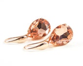 Peach Crystal Earrings, Vintage Style Rose Gold Drop Earrings, Old Hollywood, Pretty as a Peach