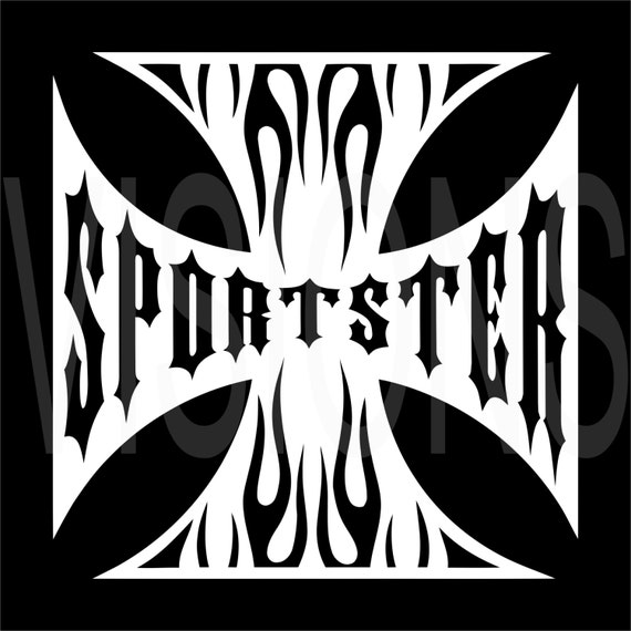 Sportster Decal Iron Cross Biker Vinyl by VisionsPrinting