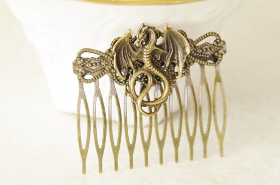 Dragon Hair Clip / Fantasy Hair Clip / Dragons Hair Comb / Fantasy Dragon Hair Accessories / Dragon Stocking Stuffer