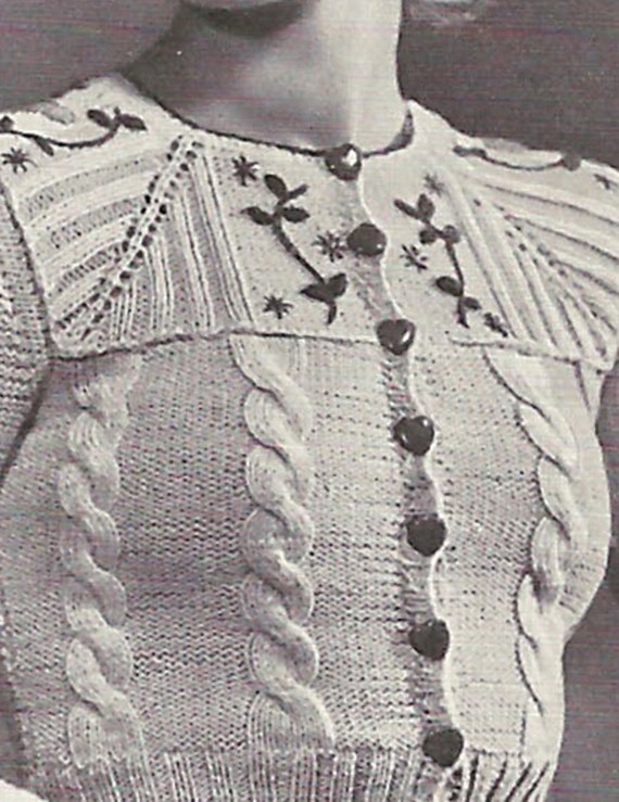 1930s Knitting Pattern for Womens Tyrolean Cardigan by Interbellum