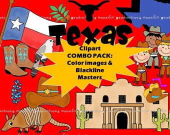 Texas Clipart Combo Pack - Color and Blackline Masters - Personal and Commercial use