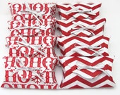 Ho Ho Ho Pillow Boxes, Set of 8, Red and White, Holiday Gift Box, Christmas Pillow Box