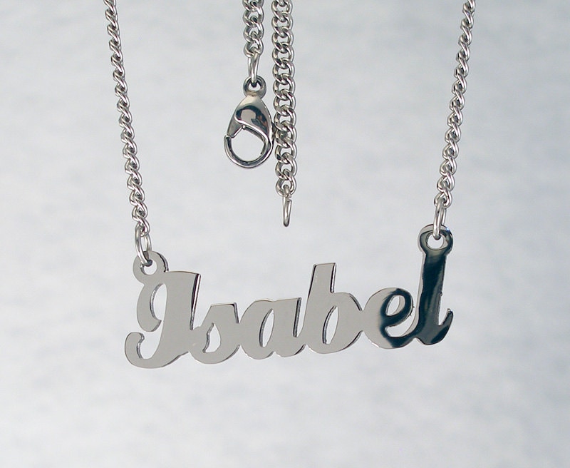 Isabel name necklaces. stainless steel. next day ship. never