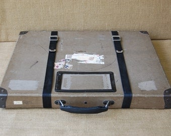Vintage Film Reel Shipping Box with Canvas Straps, Mailing Box, Storage Box, Home Decor, Vintage Storage