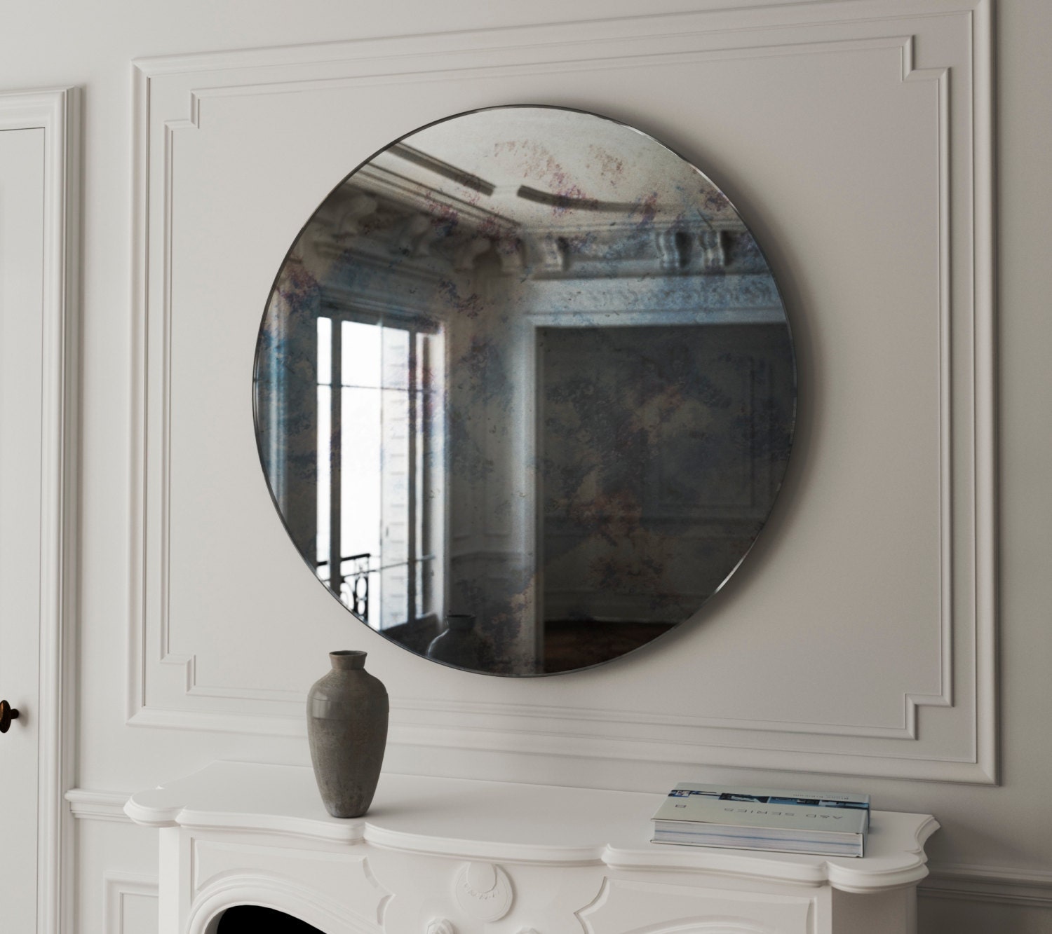Antique mirror. Frameless mirror. European style wall decor