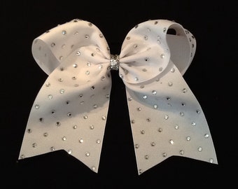 Rhinestone White Cheer Bow Rhinestone Cheer Bow White Cheer Bow 3 Inch Cheer Bow, Texas Sized Bow, Team Discounts