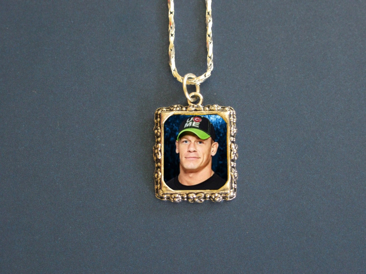 WWE Silver plated necklace John Cena Rey by BBsGiftsandGoodies