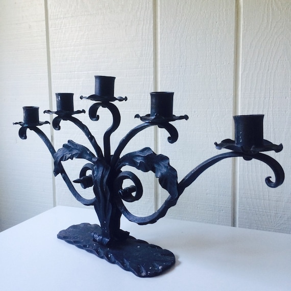 Items Similar To Antique Cast Iron Candelabra Candle Holder On Etsy