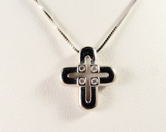 gold religious necklace Gold diamond cross pendant Solid gold Unplated ...