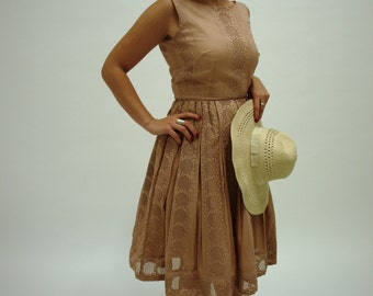 50's style tea rose cotton dress