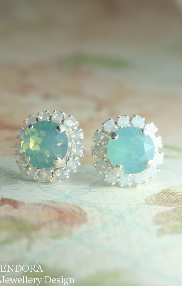 crystal earringsaqua mint earringsseafoam earringsopal