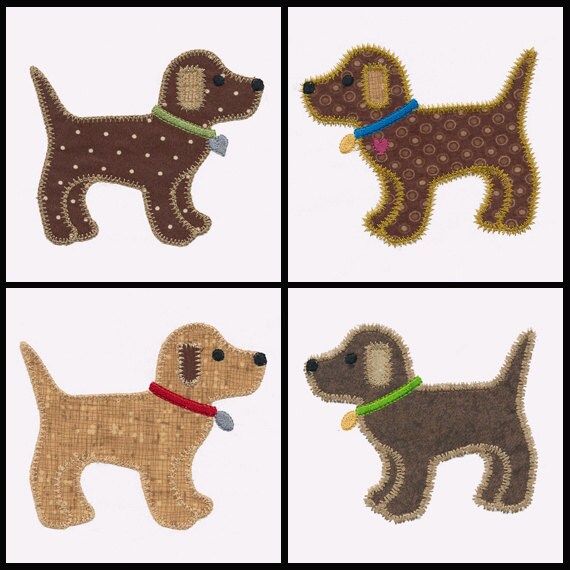 Set of Dog applique machine embroidery designs. Instant